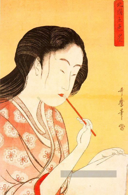 Portrait d’une femme Kitagawa Utamaro ukiyo e Bijin GA Peintures à l'huile